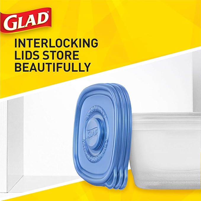 Glad GladWare Medium Rectangle Food Storage Containers with Lids, BPA Free Plastic for Soups Salads and Meal Prep, Airtight Leak Resistant, Microwave Dishwasher Freezer Safe, 24 Oz, 5 Count - 6 Pack