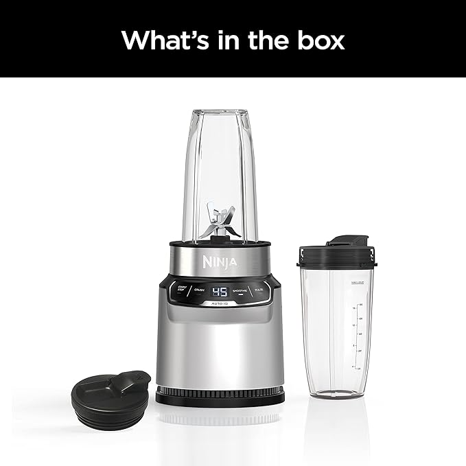 Ninja (Refurbished) (BN401) Nutri Pro with Auto-iQ, 1100-Peak-Watt, Personal Blender, Cloud Silver (Renewed)