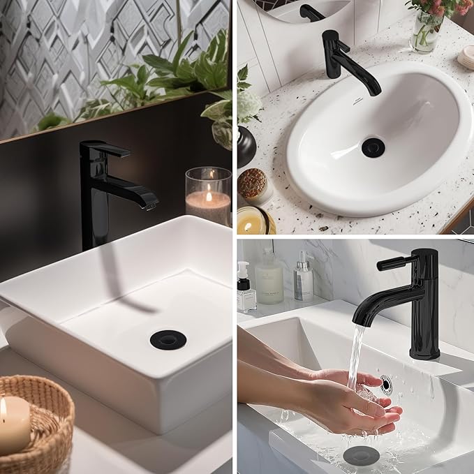 Hibbent 2 Pack 3 in 1 Bathroom Sink Drain Strainer, Pop Up Stopper with Removable Stainless Steel Filter Basket Hair Catcher, Sink Plug for 1.1''~2.36'' Basin, Brass Bullet Core, Oil Rubbed Bronze