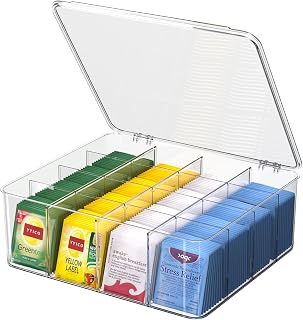 Tea Bag Organizer With Lid: XXL Tea Box for Tea Organizer And Storage