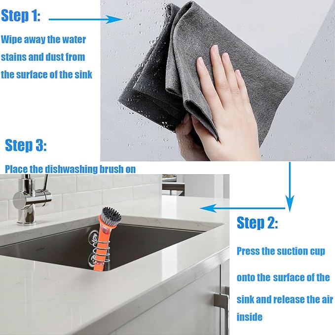 Soap Dispensing Palm Brush Holder Sink Sponge Dish Brush Holder for Kitchen Brush Dish Brush with Soap Dispenser Pot with a Traceless Suction Cup