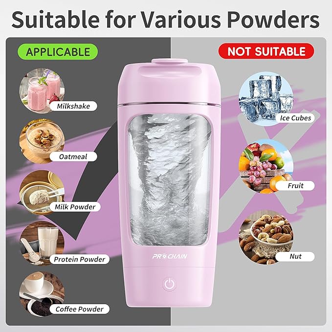 PROCHAIN Electric Protein Shaker Bottle, Shaker Cups for Protein Shakes, Portable Mixer Cup for Sports Nutrition, BPA-Free Tritan, 22oz