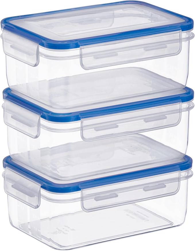 Tribello 38 oz Airtight Food Storage Containers with SnapTight Lids – Clear, Stackable, BPA-Free Meal Prep Containers for Kitchen, Freezer & Pantry Storage