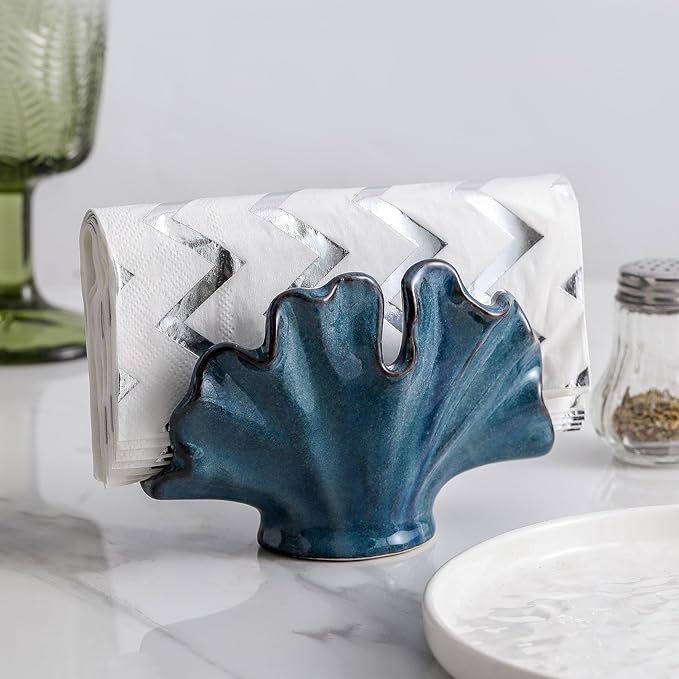 Uiddo Ceramic Sponge Holder,Sponge Holder for Kitchen Sink,Compact Sink Caddy Organizer-Scouring Pad and Dish Sponge Holders,Farmhouse Kitchens Decor Cute Kitchen Gadgets Accessories(Blue)