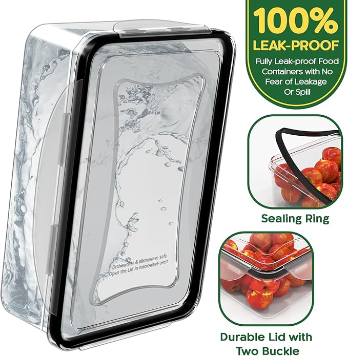 RockBerry 66 Pcs Large Food Storage Containers with Lids Airtight-Total 19075ML (33Containers,33Lids) Stackable Kitchen Bowls Set, 2500ML to Small Box-BPA Free Leak proof Plastic Boxes-Microwave safe