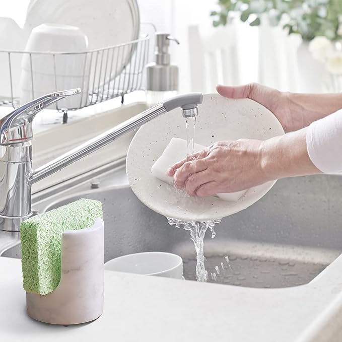 Marble Sponge Holder Sink Sponge Caddy for kichen counter Drying Rack for Sink Organizer Modern Stone Kitchen Sink Caddy