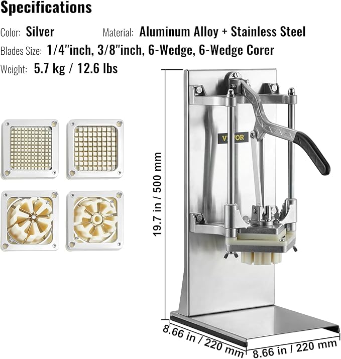 Commercial French Fry Cutter with 4 Replacement Blades