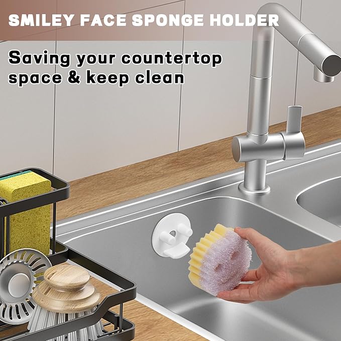 Discount Parts Direct Sponge Holder For Scrub Daddy Mommy Sponge, Bathroom Kitchen Sink Caddy Organizer Storage with Suction Cup, Dishwasher Safe, Keep Sponge Dry, White 1-pack