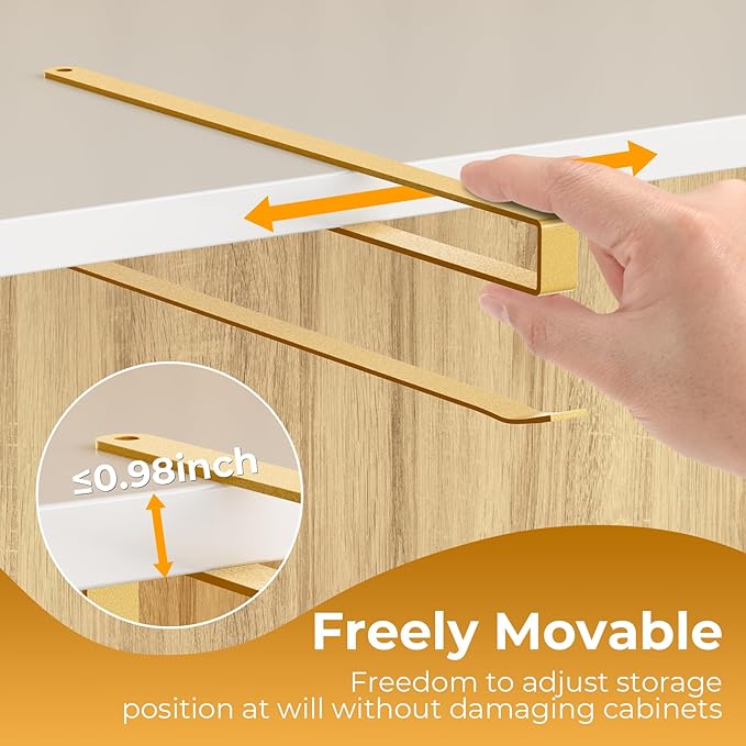 2 PCS Tumbler Lid Organizers, Ample Lid Capacity Up to 30 Lids, No Adhesive No Drill Yeti Lid Organizer Holder Inside Cabinet, Space-Saving Stanley Tumbler Cup Lid Holder Organizer for Kitchen (Gold)