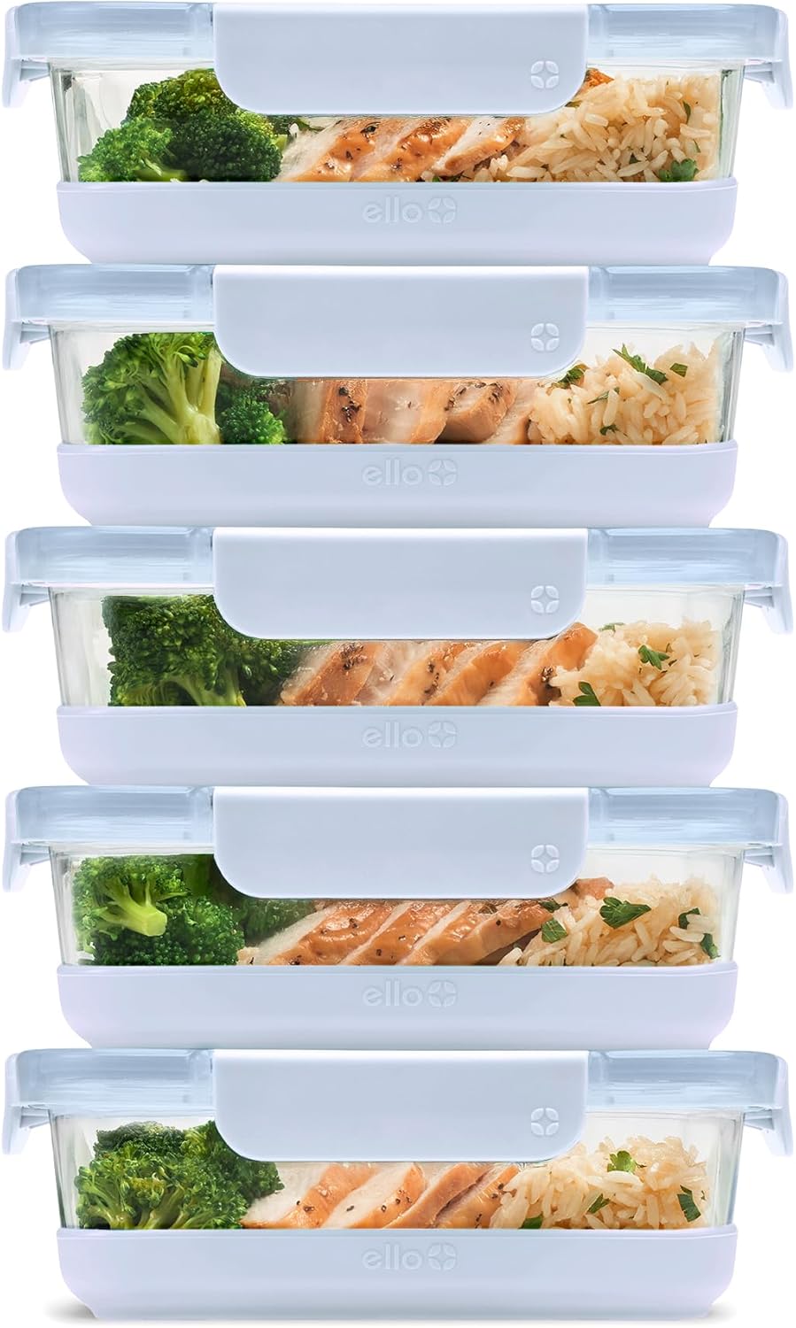 Duraglass Refresh 3.4 Cup Meal Prep Containers, 10 Pc, Halogen Blue