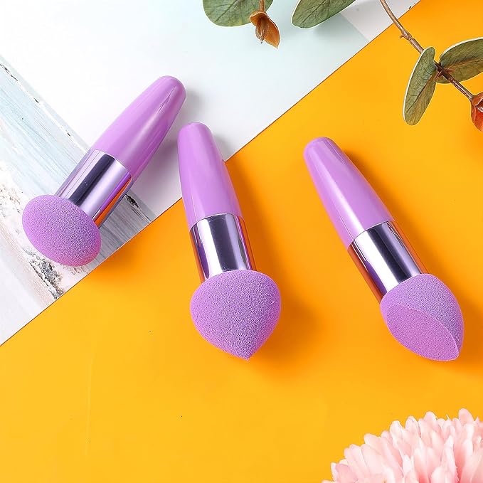 Sibba Makeup Brushes 3 PCS Powder Makeup Puff Beauty Blending Sponge Coloring Concealer Applicator Foundation Setting Face Cosmetic Cosmetics Contour Stick Color Cover Sponges Set Women