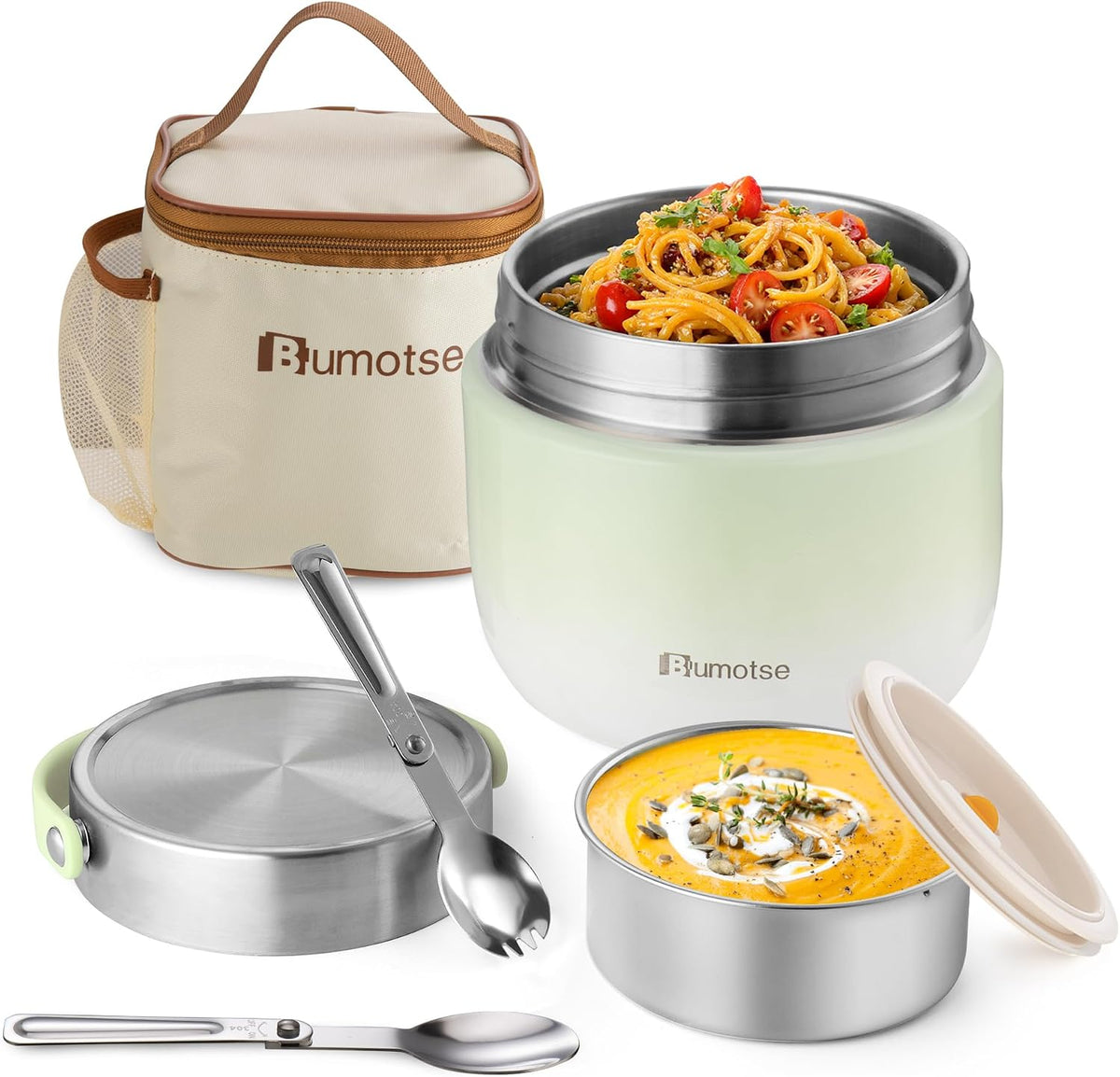 40 oz Insulated Food Jar, Dual Compartments, 8-Hour Heat Retention