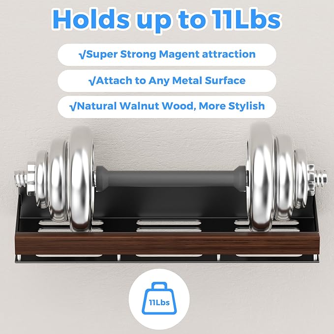 Walnut Magnetic Spice organizer for Refrigerator Wall Mount Spice Rack Magnetic Fridge Shelf Spice Jar Seasoning Organizer (Walnut 2 Pack)