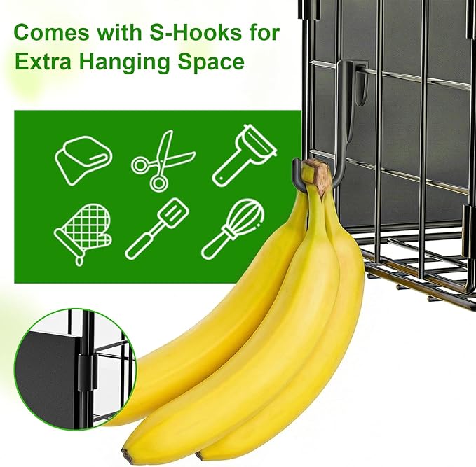 2 Pack Magnetic Basket for Laundry Room & Fridge Side, Large Metal Fruit Potato Onion Storage Bin with Strong Magnets & Hooks, Magnetic Organizer Shelf for Refrigerator