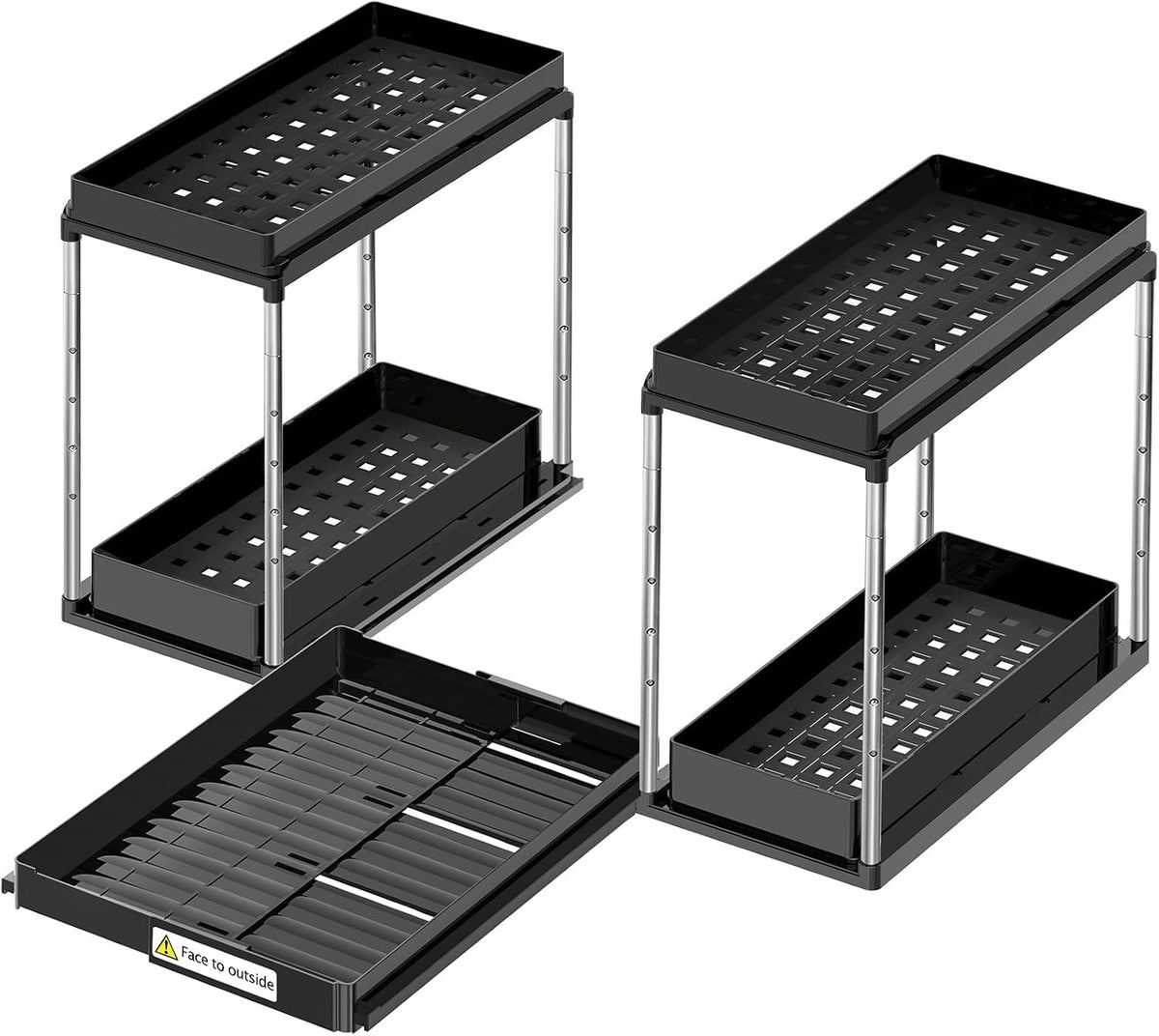Expandable Under Sink Organizer: 2 Tier Height Adjustable