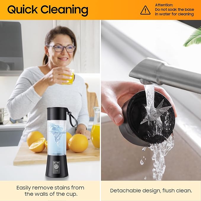 Portable Personal Size Mini Blender - 2026 Upgraded Cordless Blender for Smoothies & Shakes, Type-C Rechargeable, 380Ml Traveling BAP Free Cup for Sports/Home, 20000Rpm/Min Speed