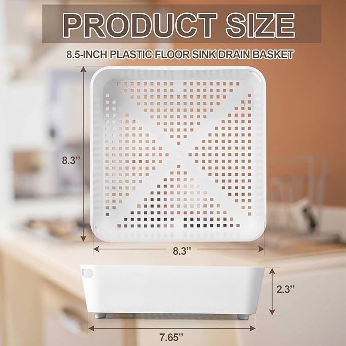 Tuanse 1 Pcs 8.5 x 8.5 x 2.5 Inch Floor Sink Drain Covers Commercial Plastic Floor Drain Strainer Plastic Drains Screen Basket Suitable for Commercial Kitchen Restaurant Diner Cafe