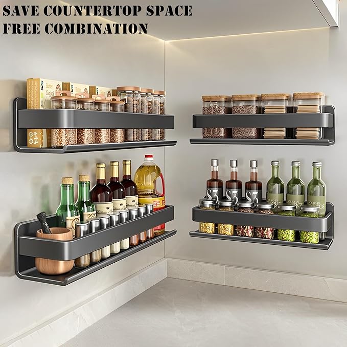 Stainless Steel Detachable Wall Mounted Floating Shelves for Kitchen, Bathroom, Storage Organizer Shelves, Corrosion and Rust Resistant, Set of 1 Gray