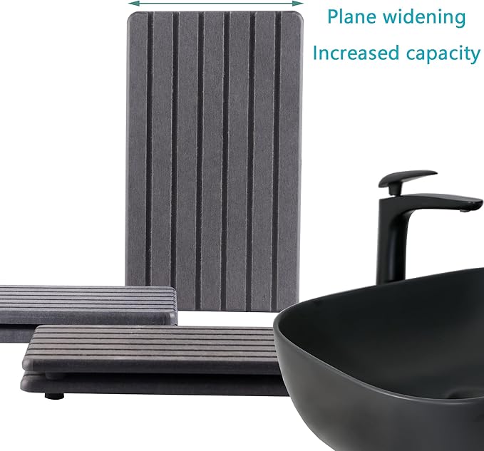NiuYichee 2 PCS Water Absorbent diatomite Coasters, 9.5" x 5.5" Water Absorbing Stone Tray for Sink, Stone Drying mat for Kitchen Counter, Stone soap Tray Used for Hand Soaps & toiletries & Plants