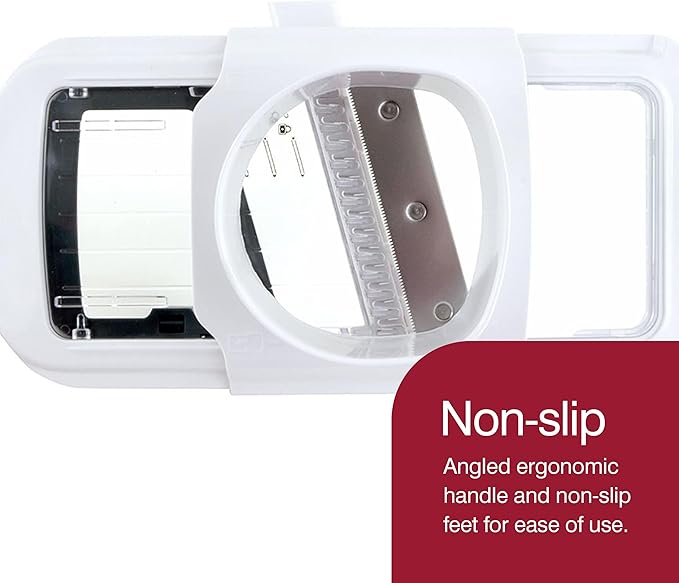 Zyliss Easy Control Handheld Slicer - Vegetable Slicer & Chopper - Fruit Cutter - Handheld Slicer with Two Stainless Steel Blades - Dishwasher Safe - White/Red, 13 inches