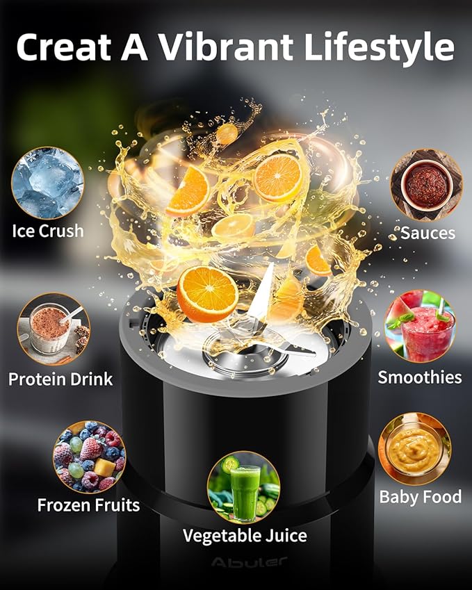 Blender for Smoothie, Abuler 1200W Personal Blender for Shake and Smoothies for Kitchen with 2 No-BPA 20oz Portable Cups, Single Serve Smoothies Maker Mixer for Juices, Nutritious Recipe
