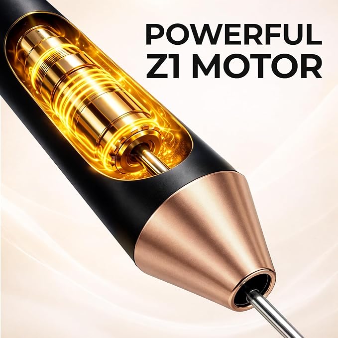 Zulay Kitchen Rechargeable Milk Frother Handheld - Frother Wand, Drink Mixer, Electric Whisk Frother, for Cappuccinos, Matcha & Protein Powder - Ultra Metal 3 Whisk, 1800mAh Black Copper