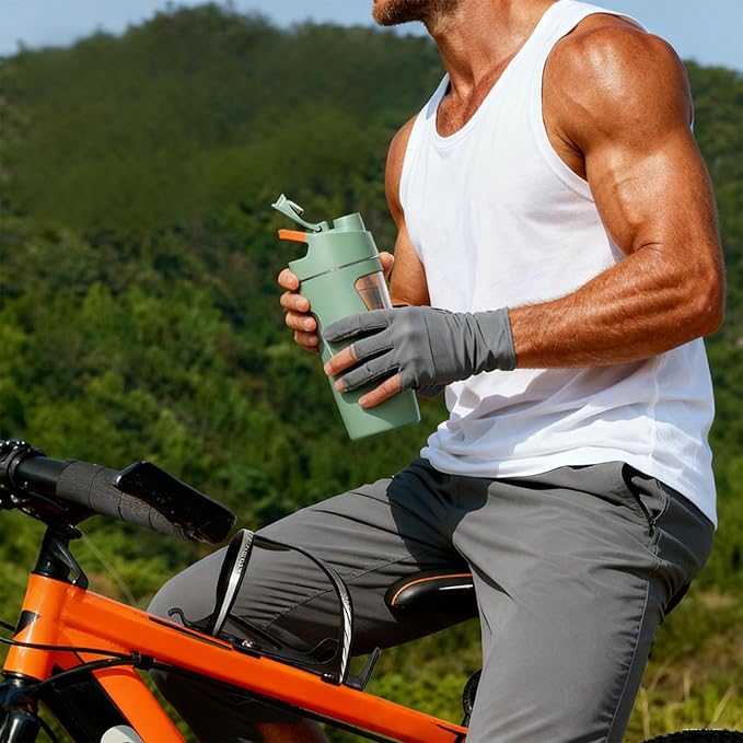 Electric Protein Shaker Bottle with Storage, 24oz USB-C Rechargeable Protein Shaker Cup, BPA-Free Tritan, Leak-Proof Portable Mixer Bottle for Gym, Travel（Green）