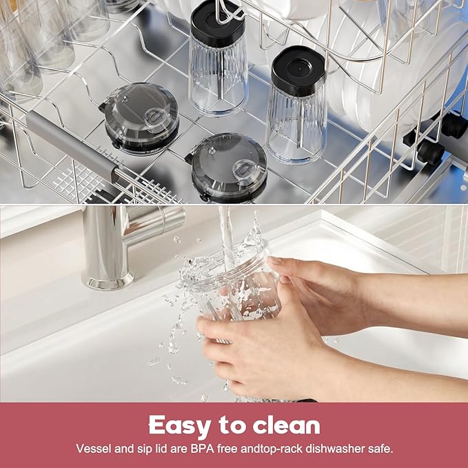 18oz Blending Vessel Accessories Compatible with Ninja Blast Portable Blender BC151BK, Upgraded 180° Flip Lid & Leak-Proof Travel Handle, Personal Blender Cup Replacement for Gym, Office and Outdoor