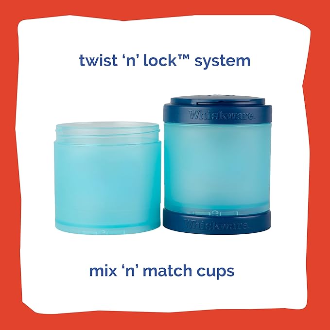 Whiskware Marvel Stackable Snack Containers for Babies, Kids, and Toddlers, 3 Stackable Snack Cups for School or Travel, Formula and Cupholder Friendly, Captain America