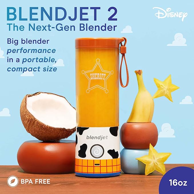BlendJet 2 Portable Blender for Smoothies & Shakes - BlendJet Cordless Personal & Small Blender, USB-C Rechargeable & Self Cleaning - (Toy Story Woody, 16 oz.)