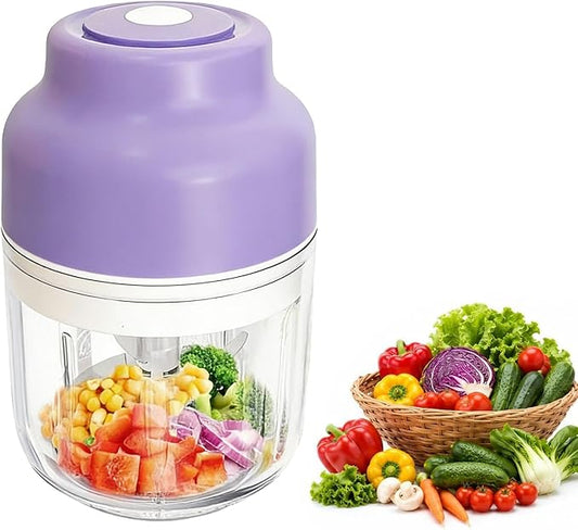 Electric Garlic Chopper, 320ML Portable Veggie Chopper, Rechargeable Vegetable Chopper,Garlic Grinder Masher Onion Chopper, Blender to Vegetable, for Ginger, Nuts,Chili, Fruit, Meat and Spices