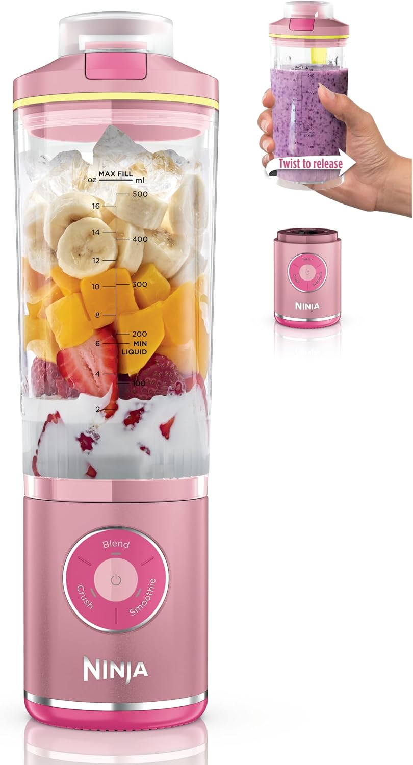 Ninja Blast Max Portable Blender, Twist & Go, 22oz, Pink, BC251PK1