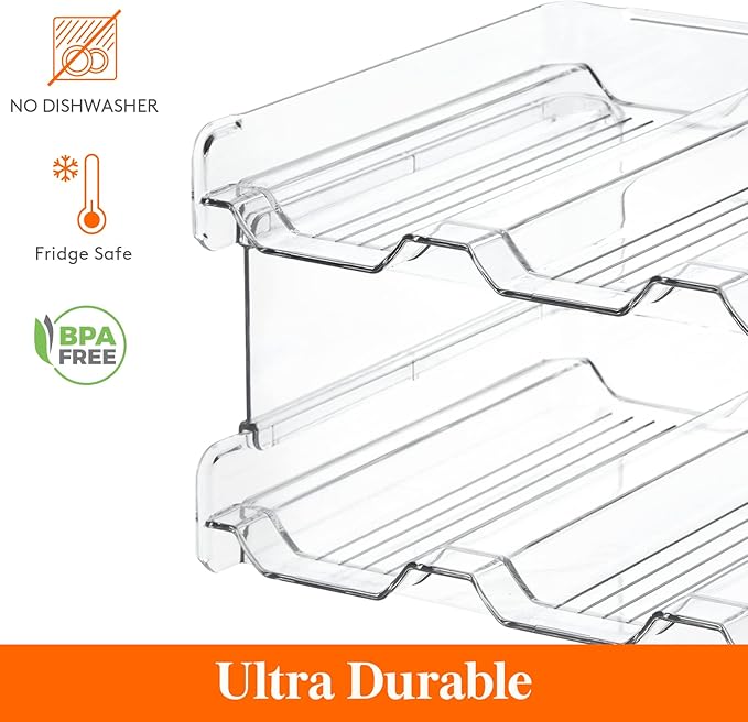 Lifewit Stackable Water Bottle Organizer for Cabinet, Plastic Bottle Holder Fits Bottles/Tumblers up to 3.8" Diameter for Pantry/Countertop, 3 Tier Holds14 Bottles 41 x 20 x 24 cm/16 x 8 x 9.5