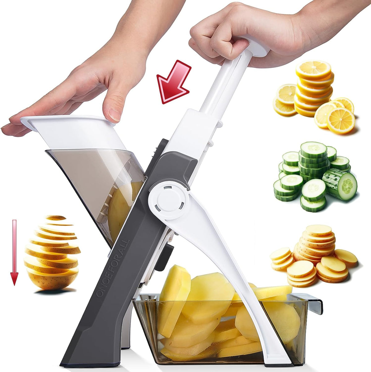 Safe Mandoline Slicer, Vegetable Slicer Potato Slicer, Gray