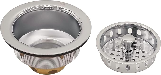 Westbrass D214-26 3-1/2" Post Style Large Kitchen Sink Basket Strainer, Polished Chrome