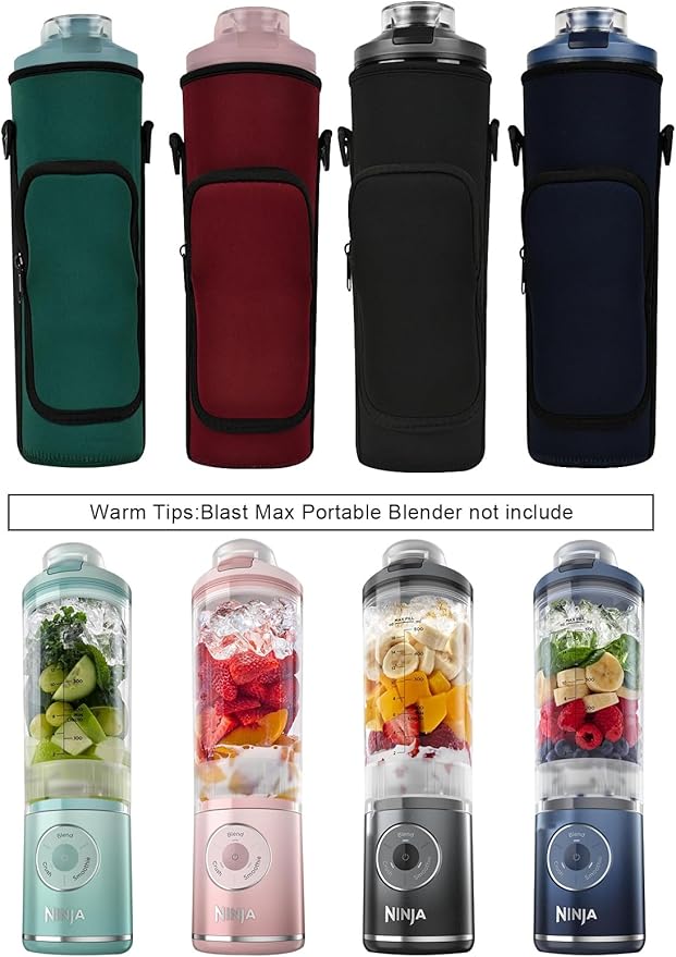 Blender Storage Sleeve Blender Travel Bag for Ninja Blast Max Portable Blender BC251NV/BC251GY/BC251MT/BC251PK/BC251LD/BC251IV with Shoulder Strap and Accessory Pocket (Black)