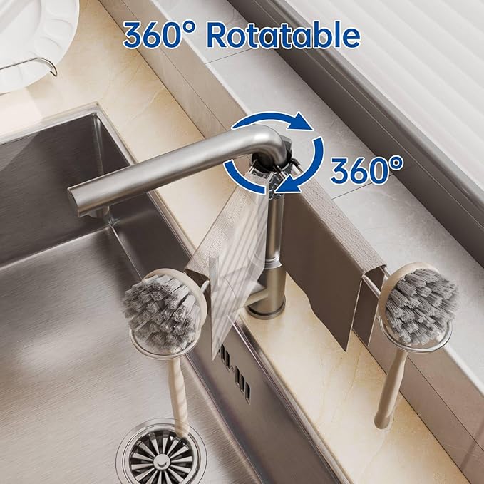 NiHome Heavy Duty Stainless Steel Kitchen Sink Faucet Towel Holder, Kitchen Faucet Rag Holder, Dish Rag Hanger Rack, Space-Saving Compact Dishcloth Organizer, Easy Installation & Rust Resistant