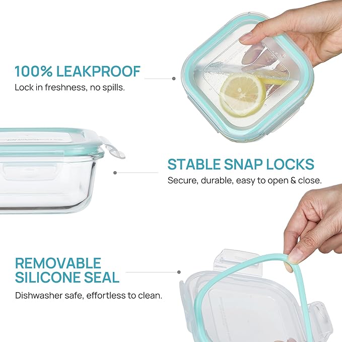 5Pack 17.5oz Glass Storage Containers with Lids
