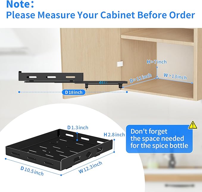 Pull Out Spice Rack Organizer for Cabinet, 1 Tier Heavy Duty Spice Rack
