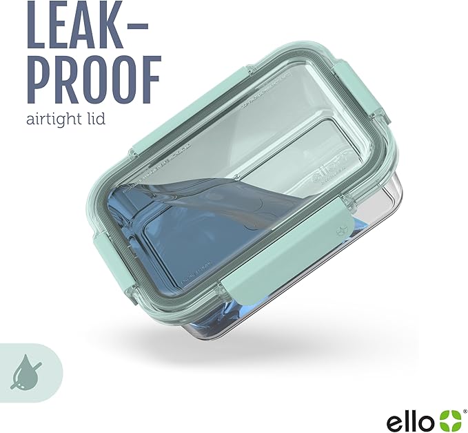 Ello Color Lock 8PC Mixed Glass Food Storage Sets, Leak-Proof Glass Food Storage Containers