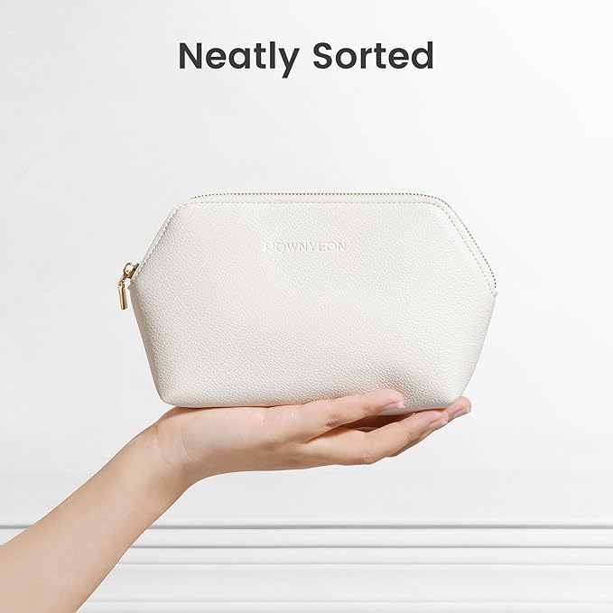 ROWNYEON Small Makeup Bag for Purse, Mini Portable Cosmetic Bags for Women, PU Leather Coin Purse Lipstick Cosmetic Accessories Organizer, Travel Makeup Pouch Zipper Pouch for Men Women