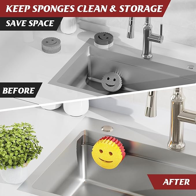Kontoyo Sponge Holder for Kitchen Sink,Sink Caddy Organizer with Suction Cup Installation for Kitchen/Bathroom, Self Draining,Sponge Caddy for Holding Smiley Sponges-Bronze
