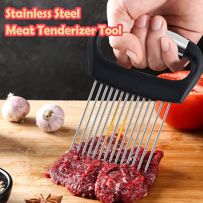 Hendiy Onion Slicer Holder, Large Stainless Steel Onion Holder for Slicing Tomato Cutter Vegetable Slicer Cutter Holder for Potato and Avocados, Eggs, Lemon, Assistant Tool