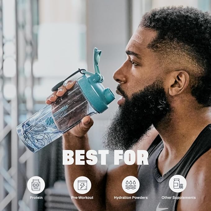 BlenderBottle Shaker Bottle Pro Series Perfect for Protein Shakes and Pre Workout, 24-Ounce, Cerulean Blue
