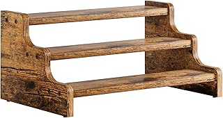 KLM 3-Tier Spice Rack, 13.8 Inch Wood Step Shelf Countertop Spice Storage Holder, Kitchen Pantry Cabinet Organizer Cupboard for Spice Bottles, Jars, Seasonings, Baking Supplies,Bathroom Organizer