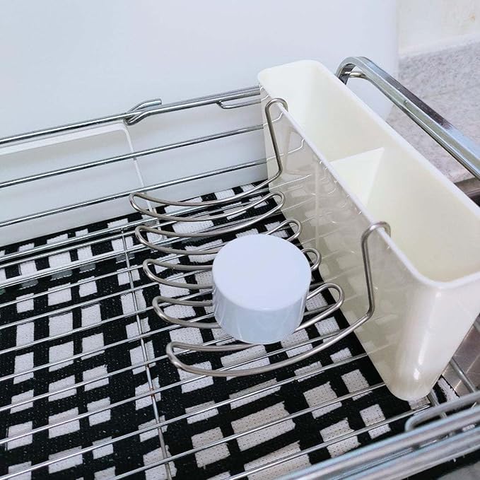 Kitchen Sponge Holder Kitchen Sink Caddy Organizer Attach to Standard Dish Drying Rack Hanging Drip Tray for Zero Scratch Scrub Sponge Dish Brush Set Bottle Brush Dishwashing Block Soap Bar