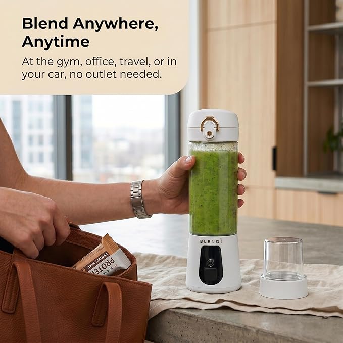 BLENDi Pro+ Portable Blender (17.5oz, White) – Powerful Ice Crushing 120W Motor, USB-C Rechargeable, Cordless Personal Blender Smoothies & Shakes – BPA-Free, Travel-Friendly