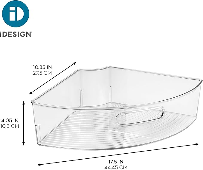 iDesign Clear Plastic 1/4 Wedge Bin for Corner Lazy Susan Cabinet, Kitchen Cabinet Organizer, 2-Pack