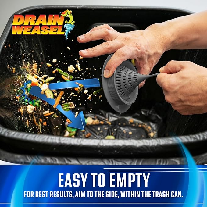 Drain Weasel Slingshot Kitchen Sink Drain Strainer Cover Basket, Food Catcher and Stopper, Screen Filter, Dishwasher Safe, Silicone and Plastic, 1 Pack