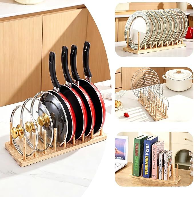 Pot Lid Organizer, Sturdy Plastic Pan Lid Organizer Rack